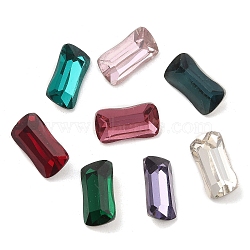 Pointed Back & Back Plated Glass Rhinestone Cabochons, Faceted, Rectangle, Mixed Color, 14x8x5mm(GLAA-B012-59B)