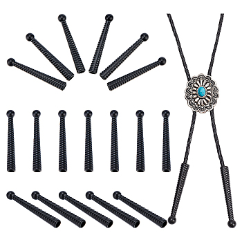 20Pcs Alloy Cord Ends, Cone, Black, 50x7mm, Hole: 5.5mm