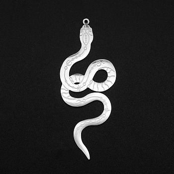 201 Stainless Steel Big Pendants, Laser Cut, Snake, Stainless Steel Color, 64.5x25x1mm, Hole: 1.4mm