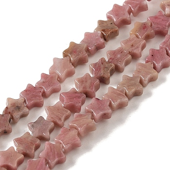Natural Rhodonite Beads Strands, Star, 6x5.5x2mm, Hole: 0.8mm, about 75pcs/strand, 14.57 inch(37cm)