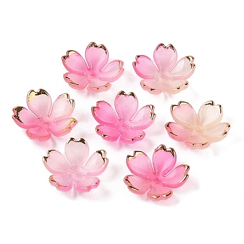 Acrylic Bead Caps, 5-Petal Flower, Hot Pink, 17.5x18x5mm, Hole: 1.2mm, 1162pcs/500g