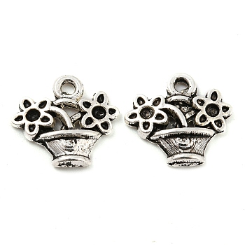 Tibetan Style Alloy Pendant Rhinestone Settings, Cadmium Free & Lead Free, Flower, Antique Silver, Fit for 1.4mm Rhinestone, 12.5x14x2.5mm, Hole: 1.4mm, about 1428pcs/1000g