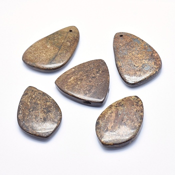 Natural Bronzite Big Pendants, Nuggets, 45~58x35~46x7~9mm, Hole: 2mm