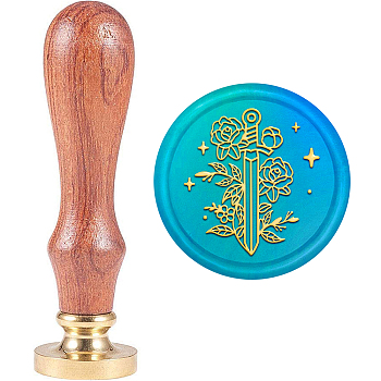 Brass Wax Seal Stamp with Handle, for DIY Scrapbooking, Sword Pattern, 89x30mm