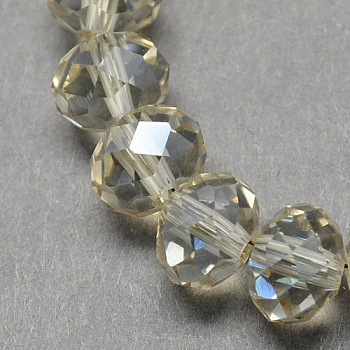 Handmade Imitate Austrian Crystal Faceted Rondelle Glass Beads, Beige, 10x7mm, Hole: 1mm, about 70~72pcs/strand