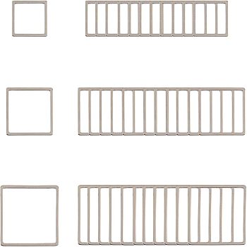 304 Stainless Steel Linking Ring, Square, Stainless Steel Color, 12~20x12~20x0.8mm, 36pcs/box