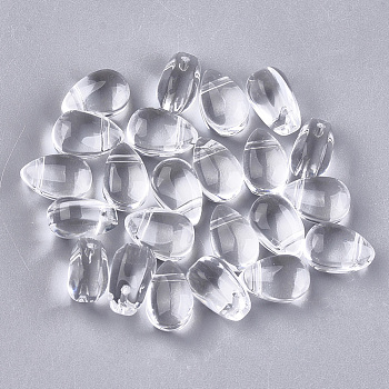 Transparent Glass Charms, Teardrop, Clear, 9x6x6mm, Hole: 0.5mm