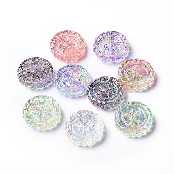 Transparent Acrylic Beads, AB Color Plated, Flat Round, Mixed Color, 22.5x22.5x5mm, Hole: 2.1mm