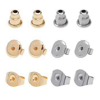 304 Stainless Steel Ear Nuts, Earring Backs, Golden & Stainless Steel Color, 120pcs/box