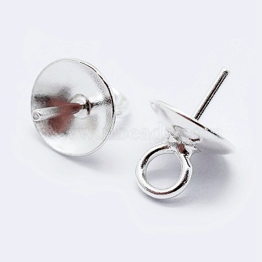 925 Sterling Silver Cup Pearl Bail Pin Pendants(STER-F036-04S-4mm)-2