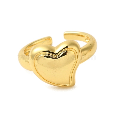 Heart Brass Open Cuff Rings for Women(RJEW-A048-14G)-2