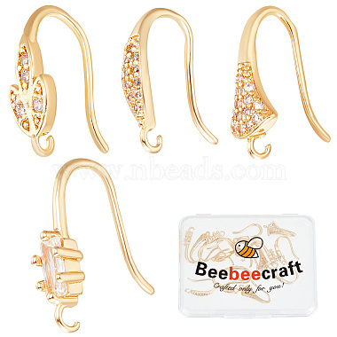 Real 24K Gold Plated Brass+Cubic Zirconia Earring Hooks