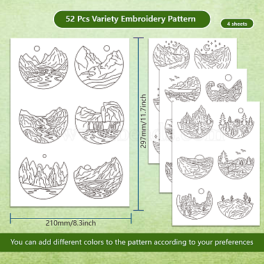 4 Sheets 11.6x8.2 Inch Stick and Stitch Embroidery Patterns(DIY-WH0455-135)-2