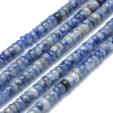 4mm Flat Round Blue Spot Stone Beads