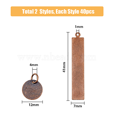 80Pcs 2 Style Brass Stamping Blank Tag Charms(KK-FH0005-25)-2