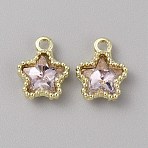 Glass Pendants, with Light Gold Alloy Finding, Star Charms, Lavender, 13x10.5x4mm, Hole: 2mm(GLAA-TAC0004-07LG-A01)