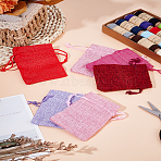 10Pcs 5 Colors Polyester Imitation Burlap Packing Pouches Drawstring Bags, for Christmas, Wedding Party and DIY Craft Packing, Mixed Color, 9x7cm, 2pc/color(ABAG-LP0001-67B)