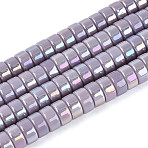 AB Color Plated Opaque Glass Beads Strands, Flat Round, Thistle, 6~6.5x3mm, Hole: 1~1.2mm, about 111~119pcs/strand, 14.17~15.16''(36~38.5cm)(GLAA-T026-3x6mm-P15)