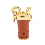 Brass Enamel Pendants, Food Charms, Golden, Drink, 13.5x8.5x6mm, Jump Ring: 5x1mm, Inner Diameter: 3mm(KK-B168-01G-02)