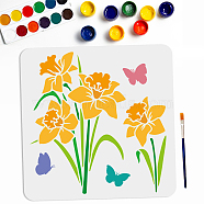 US 1Pc PET Hollow Out Drawing Painting Stencils, for DIY Scrapbook, Photo Album, with 1Pc Art Paint Brushes, Flower, 300x300mm(DIY-MA0004-61B-01)