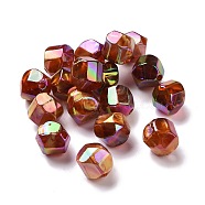 UV Plating Rainbow Iridescent Acrylic Beads, with Gold Foil, Nuggets, Sienna, 15.5x16x15.5mm, Hole: 2.8mm(PACR-H003-24)