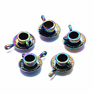 Rainbow Color Alloy Pendants, Cadmium Free & Nickel Free & Lead Free, Cup, 26x18.5x8.5mm, Hole: 2x3.5mm(PALLOY-N163-102-NR)