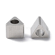 303 Stainless Steel Beads, Triangle, Stainless Steel Color, 3x3.5x3mm, Hole: 1.7mm(STAS-Q302-07A-P)