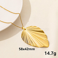 Stainless Steel Leaf Pendant Necklaces, Cable Chain Necklaces(QM4235-11)