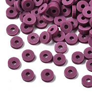 Eco-Friendly Handmade Polymer Clay Beads, Disc/Flat Round, Heishi Beads, Purple, 4x1mm, Hole: 1mm, about 55000pcs/1000g(CLAY-R067-4.0mm-B05)