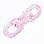 Transparent Acrylic Linking Rings, Quick Link Connectors, for Cable Chains Making, Oval, Pink, 31x19.5x5mm, Inner Diameter: 8x20mm(OACR-N009-013A-14)