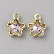 Glass Pendants, with Light Gold Alloy Finding, Star Charms, Lavender, 13x10.5x4mm, Hole: 2mm(GLAA-TAC0004-07LG-A01)