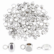 DICOSMETIC 60Pcs 3 Style 304 Stainless Steel Tube Bails, Loop Bails, Barrel & Ring & Cube Bail Beads, Stainless Steel Color, 7~8.5x4~6x2~4mm, Hole:  1.6~2mm, Inner Diameter: 2~4mm, 30pcs/style(STAS-DC0008-23)