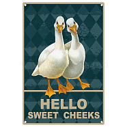 Metal Iron Sign Poster, for Home Wall Decoration, Rectangle with Word Hello Sweet Cheeks, Duck Pattern, 300x200x0.5mm(AJEW-WH0157-605)