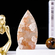 Natural Cherry Blossom Agate Teardrop Display Decorations, Figurine Home Decoration, Reiki Energy Stone for Healing, 40~160x30~110mm(PW-WG67603-03)