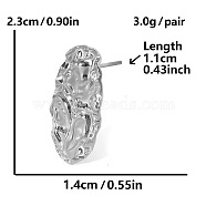 Elegant Stylish Stainless Steel Stud Earrings for Women, Silver, 23x14mm(KM9583-1)