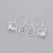 Transparent U Type Painless Prevent Allergy Resin Ear Clip, with Stainless Steel Findings, Silver Color Plated, 11x10.5x3mm, Hole: 1.5mm(X-KY-L005-03S)