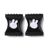 Two-tone Acrylic Beads, Candy, Rabbit, Black, 21.5x17x9.5mm, Hole: 3.5mm, 328pc/500g(OACR-U003-15)