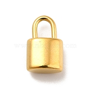 Ion Plating(IP) 304 Stainless Steel Pendants, Padlock Charms, Real 18K Gold Plated, 13x8x5mm, Hole: 4.5x3mm(STAS-E176-10G)