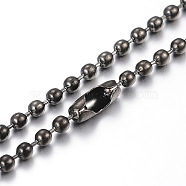 304 Stainless Steel Ball Chain Necklaces Making, Round, Electrophoresis Black, 23.6 inch(60cm), 1.5mm(MAK-I008-01B-B01)