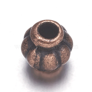 Tibetan Style Spacer Beads, Lead Free & Nickel Free & Cadmium Free, Lantern, Red Copper Color, 4mm, hole: 1mm(X-RA575-NF)