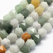 Natural Myanmar Jade/Burmese Jade Beads Strands, Faceted, Star, 8x8mm, Hole: 0.8mm, about 49pcs/strand, 15.3 inch(G-K285-37B)