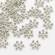 Zinc Alloy Beads Spacers, Cadmium Free & Lead Free, with One Hole, Snowflake, Platinum, 10x2.5mm, Hole: 1.5mm(PALLOY-Q063-N)