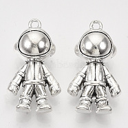 Tibetan Style Alloy Pendants,  Cadmium Free & Lead Free, Spaceman, Antique Silver, 32.5x18x12mm, Hole: 2mm(X-TIBEP-T009-42AS-RS)