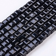 Faceted Black Glass Cube Bead Strands, 6x6x6mm, Hole: 1mm(X-GLAA-R041-6x6mm-20)