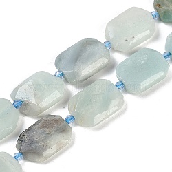 Natural Flower Amazonite Beads Strands, Faceted, Rectangle, with Seed Beads, 21~22x15~17x7~8mm, Hole: 1mm, about 16~20pcs/strand, 15.35~15.75''(39~40cm)(G-B125-P05-01)