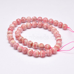 Natural Argentina Rhodochrosite Beads Strands, Round, 8mm, Hole: 1mm, about 46pcs/strand, 14.9 inch(38cm)(G-D864-14-8mm)