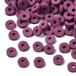 Handmade Polymer Clay Beads, Disc/Flat Round, Heishi Beads, Purple, 4x1mm, Hole: 1mm, about 55000pcs/1000g(CLAY-R067-4.0mm-B05)