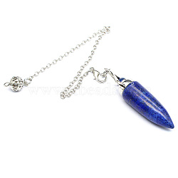 Natural Lapis Lazuli Bullet Dowsing Pendulum Big Pendants, with Metal Findings, 230mm(PW-WG2823D-01)