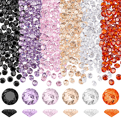 Elite 120Pcs 6 Colors Diamond Shape Grade A Cubic Zirconia Cabochons, Faceted, Mixed Color, 5x3mm, 20pcs/color(ZIRC-PH0001-43D-04)