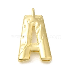 Rack Plating Brass Pendants, Glass Charms, Long-Lasting Plated, Cadmium Free & Lead Free, Real 18K Gold Plated, Letter A, 25.5x18.5x4.8Hole: 2.5x2.8mm(KK-I721-02G-A)